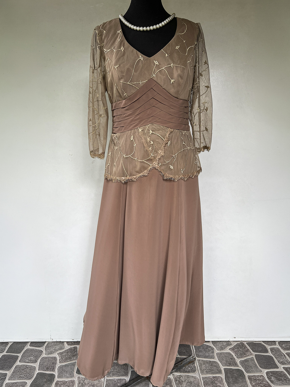 VESTIDO LARGO CAFE - TALLA 46 1