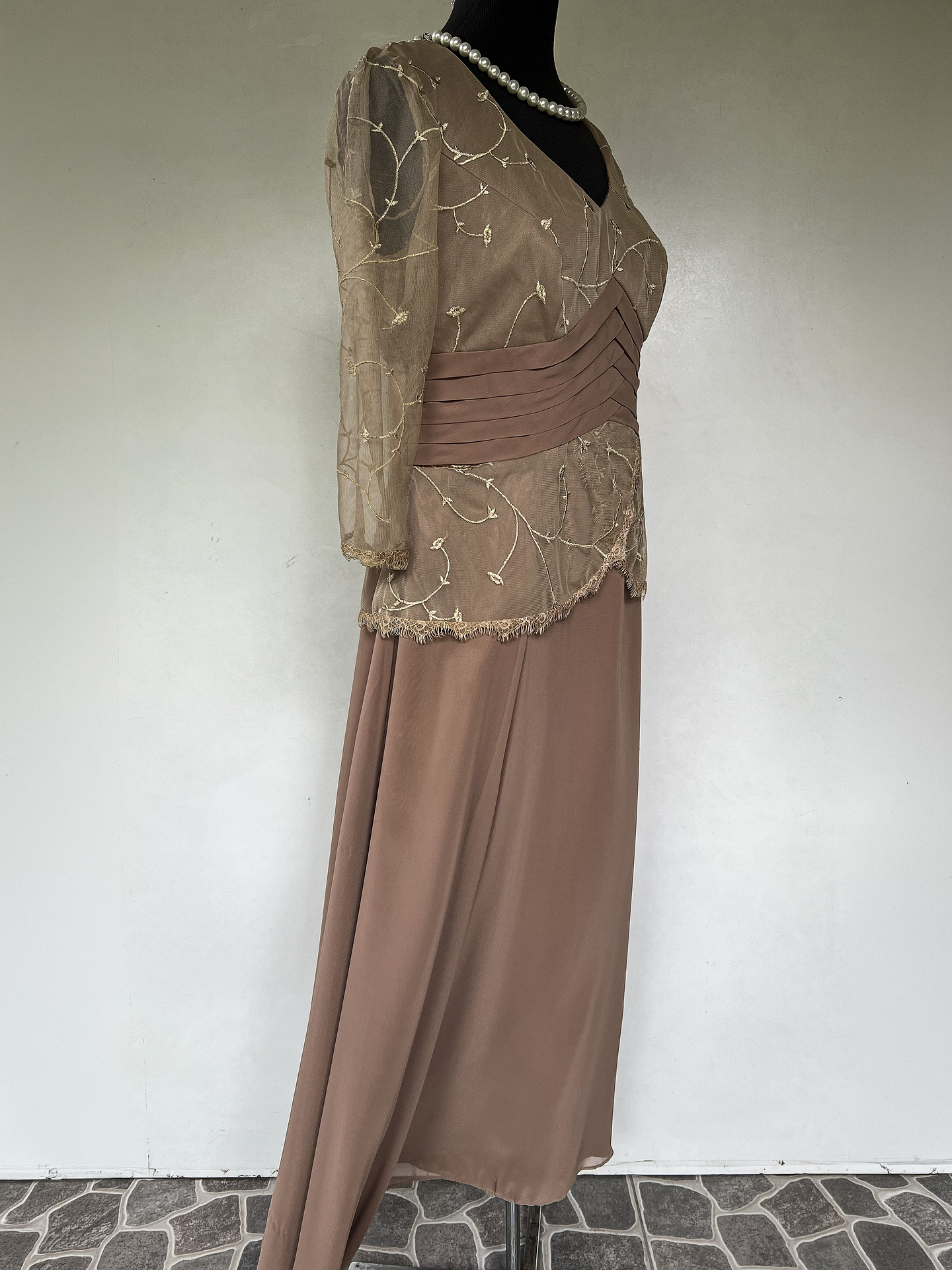 VESTIDO LARGO CAFE - TALLA 46 2