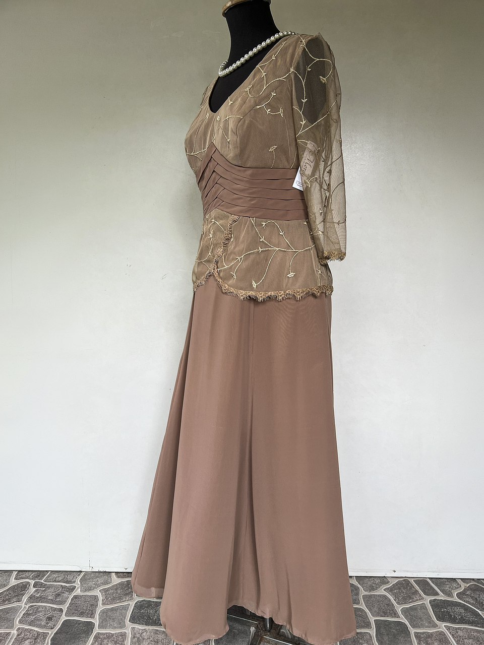 VESTIDO LARGO CAFE - TALLA 46 3