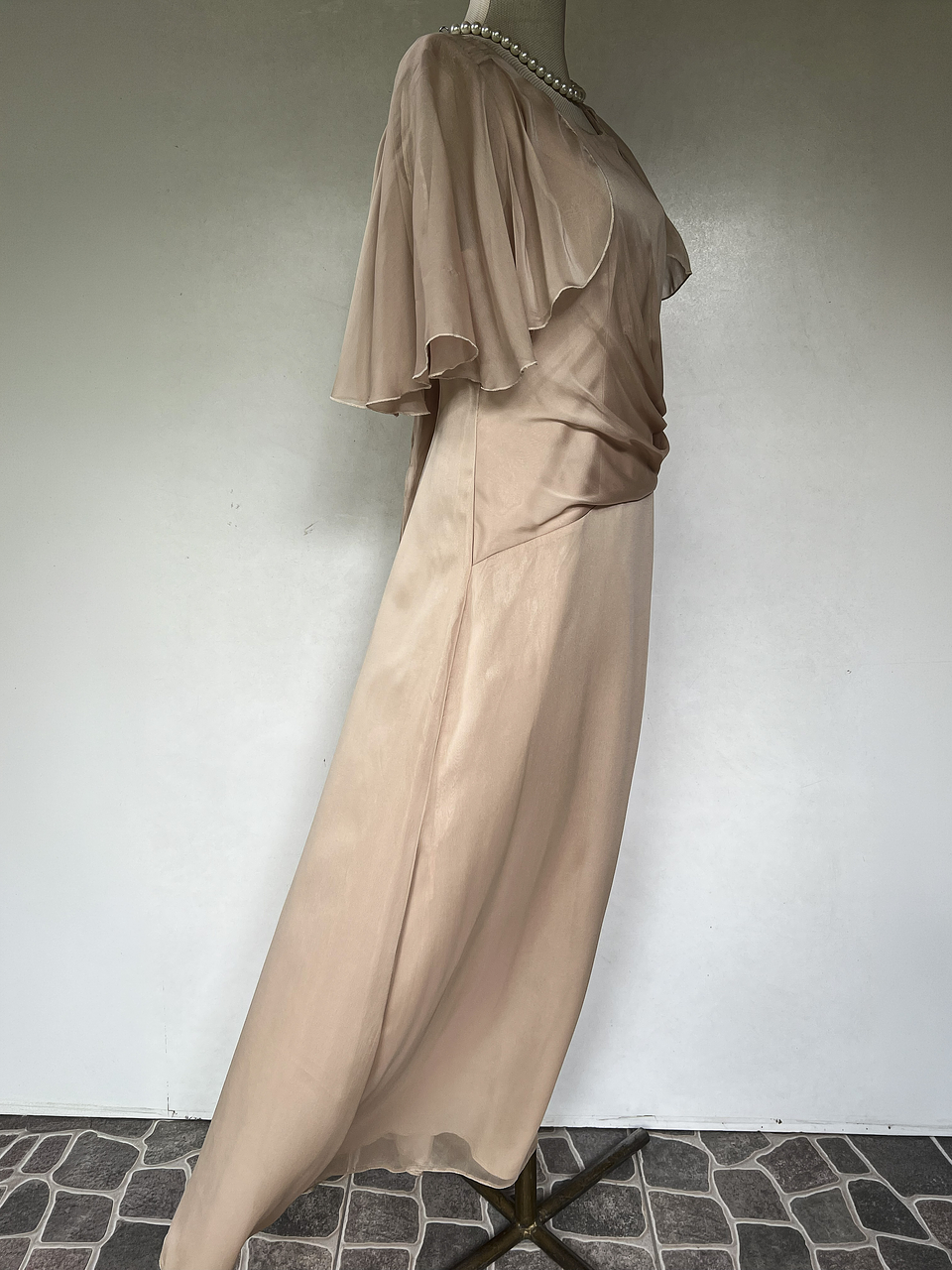 VESTIDO LARGO CREMA - TALLA 46 2