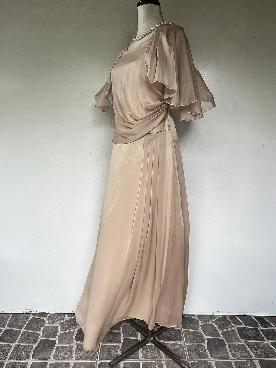 VESTIDO LARGO CREMA - TALLA 46 3