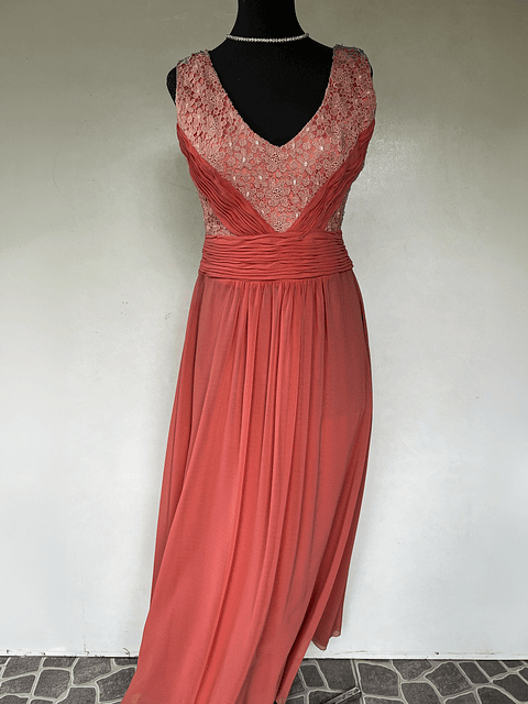 VESTIDO LARGO DURAZNO - TALLA 42, 44