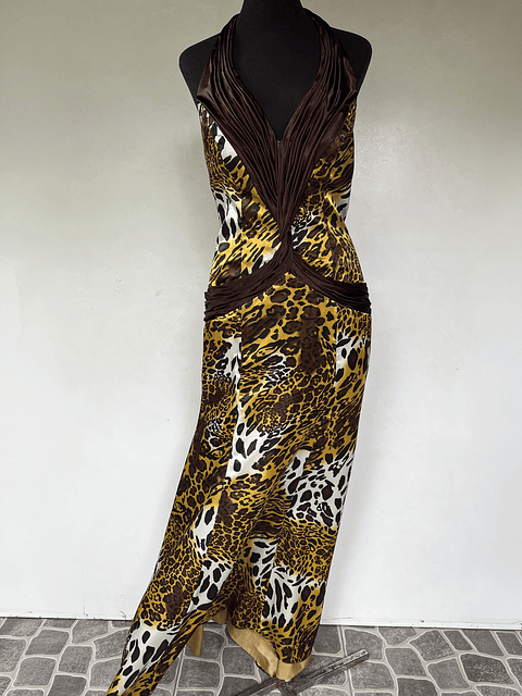VESTIDO LARGO CAFE TIGRE - TALLA 44