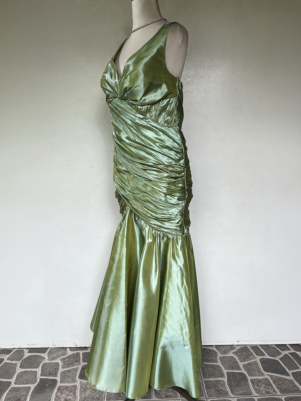 VESTIDO LARGO VERDE CLARO - TALLA 42 3