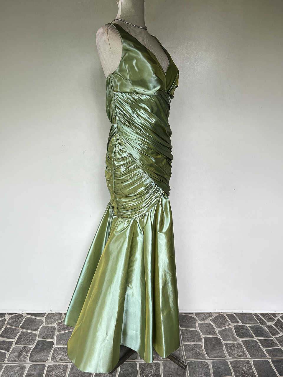 VESTIDO LARGO VERDE CLARO - TALLA 42 2