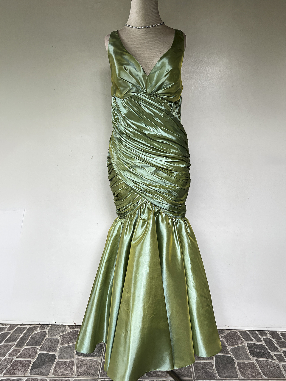 VESTIDO LARGO VERDE CLARO - TALLA 42 1