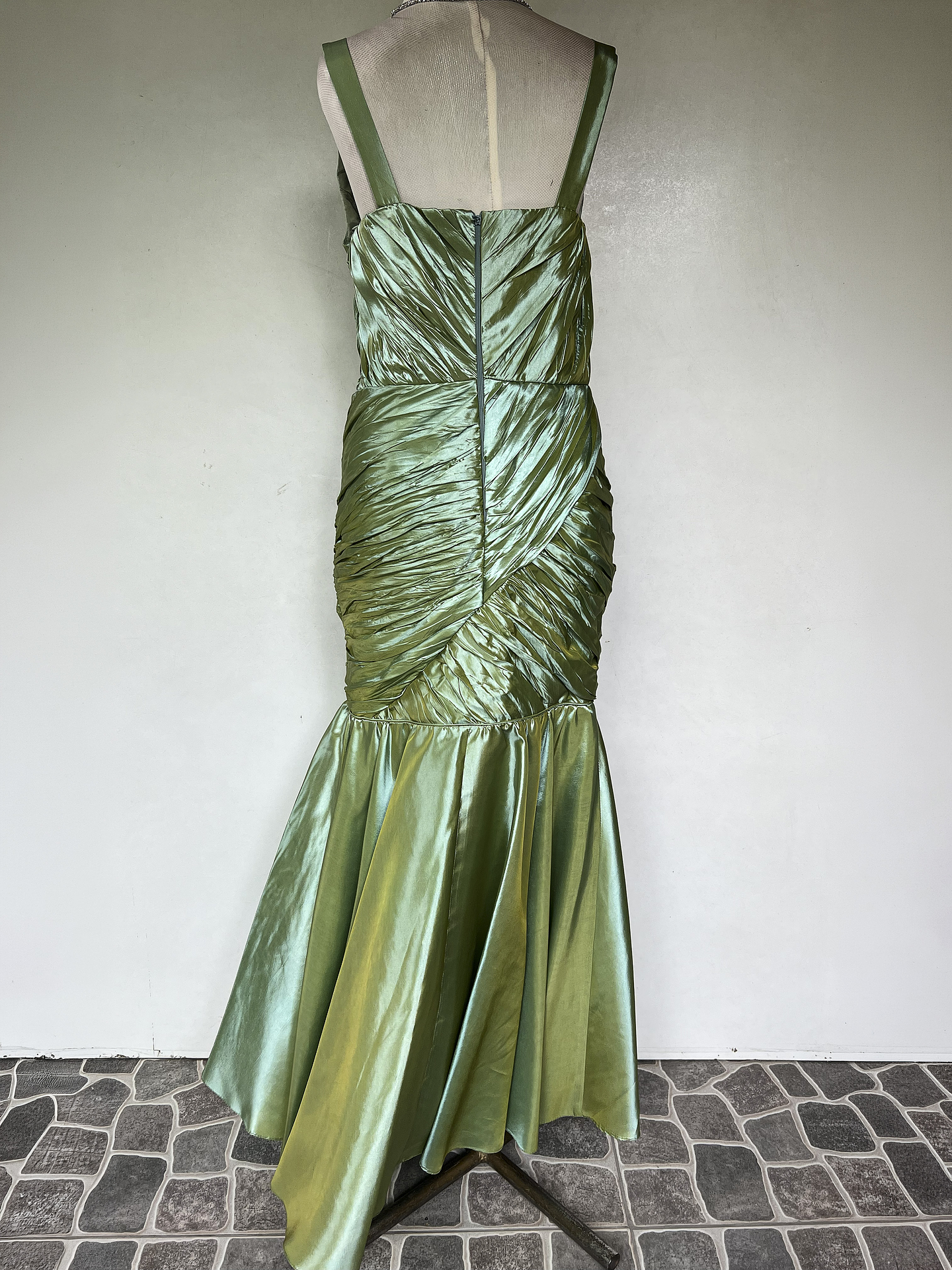 VESTIDO LARGO VERDE CLARO - TALLA 42 4
