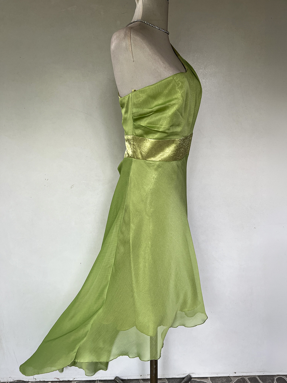 VESTIDO LARGO VERDE CLARO - TALLA 40 2