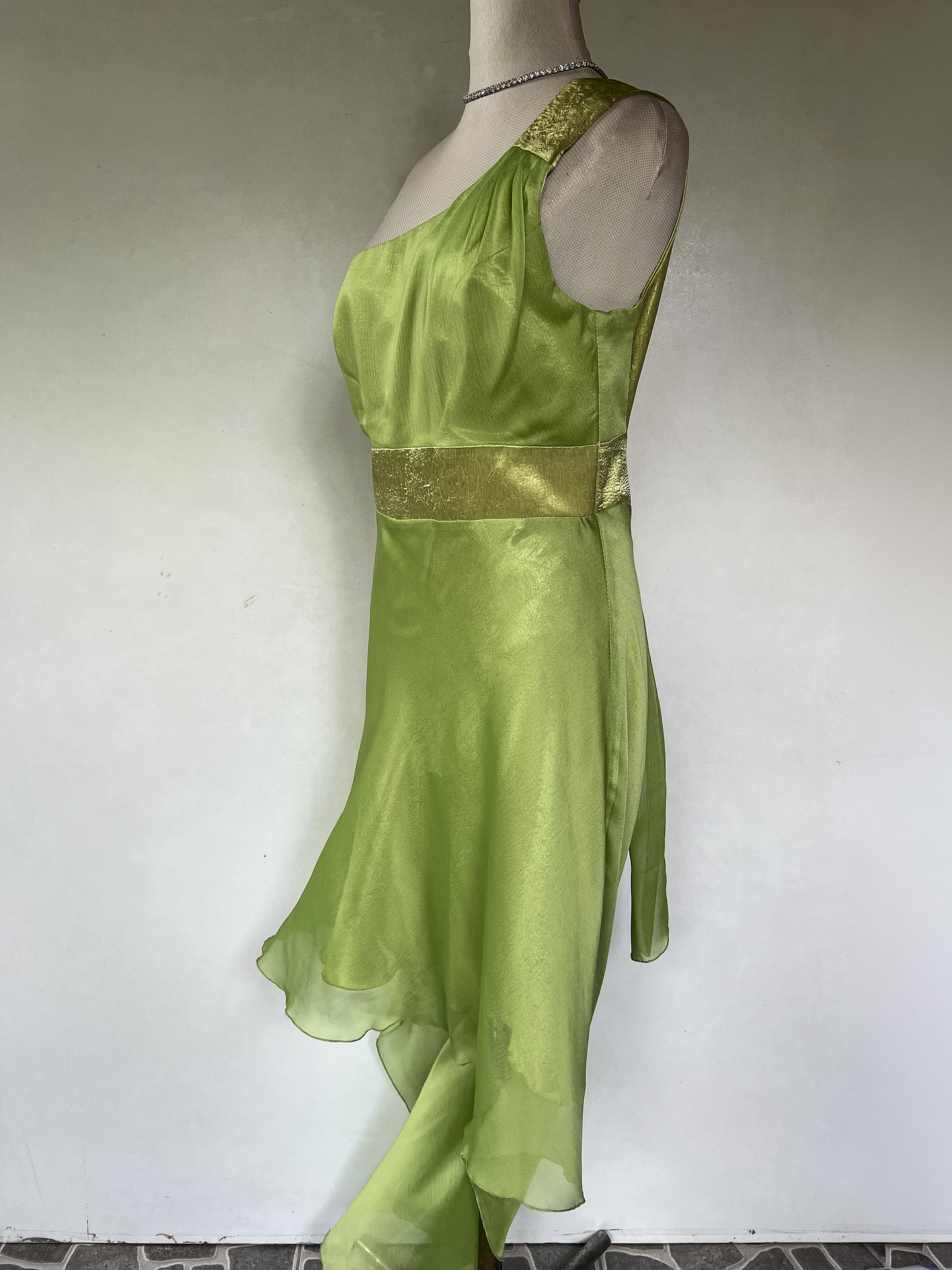VESTIDO LARGO VERDE CLARO - TALLA 40 3