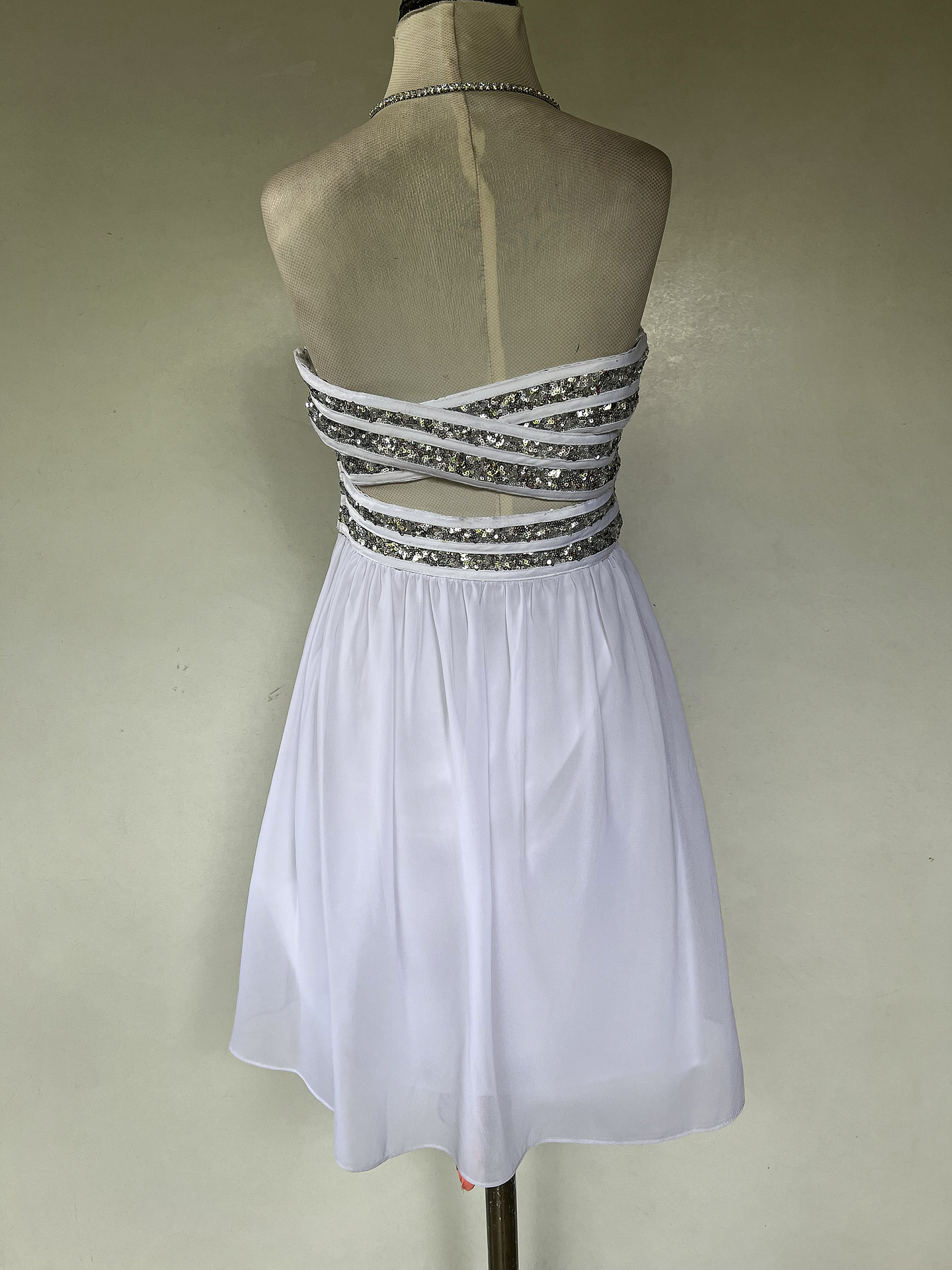 VESTIDO LARGO BLANCO TOP BRILLANTE - TALLA 40 4