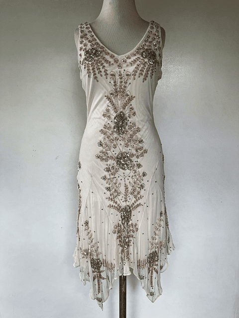 VESTILO LARGO BLANCO FLORES - TALLA 40