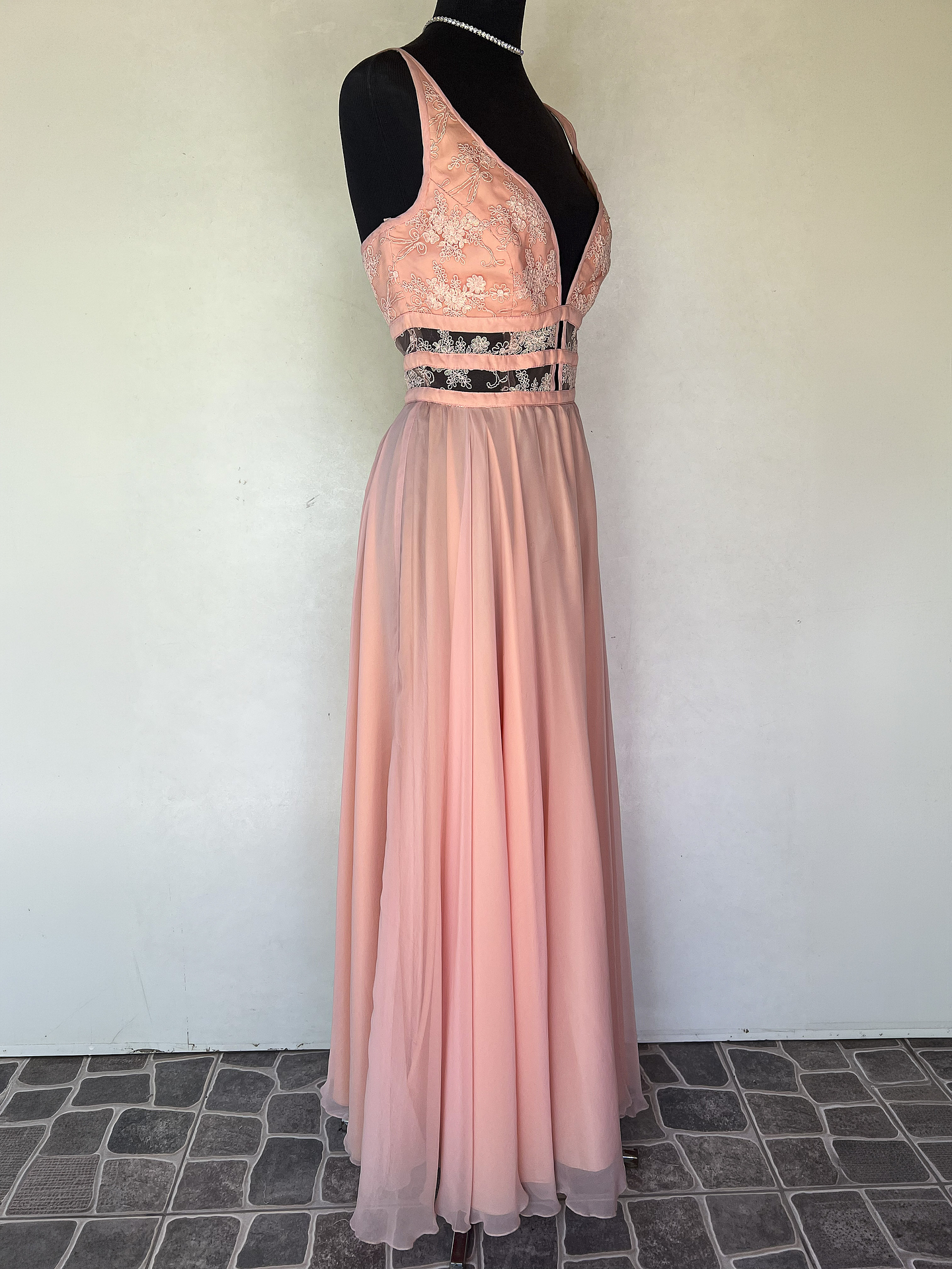 VESTIDO LARGO ROSADO - TALLA 44 3