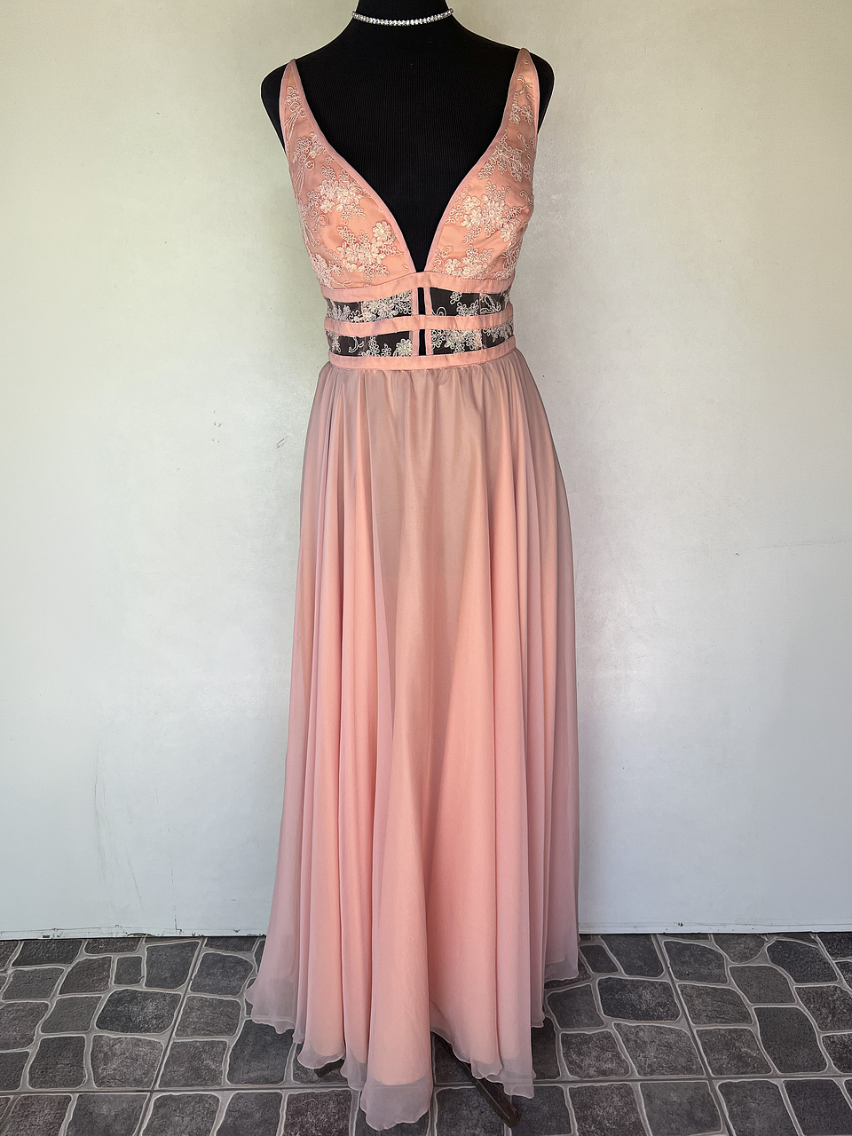 VESTIDO LARGO ROSADO - TALLA 44 1