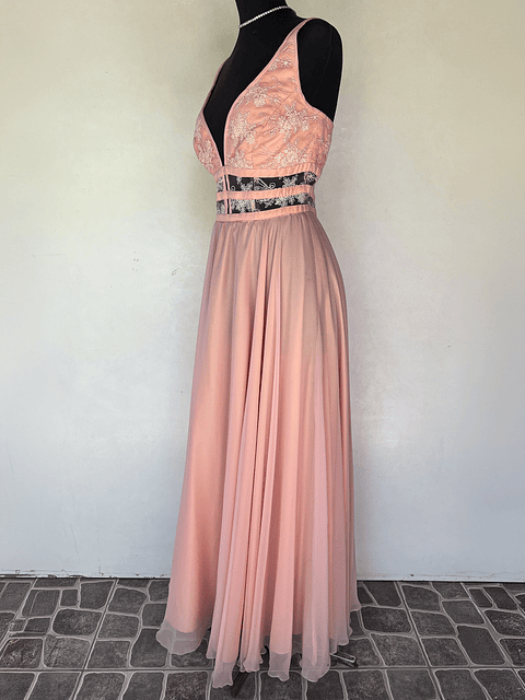 VESTIDO LARGO ROSADO - TALLA 44