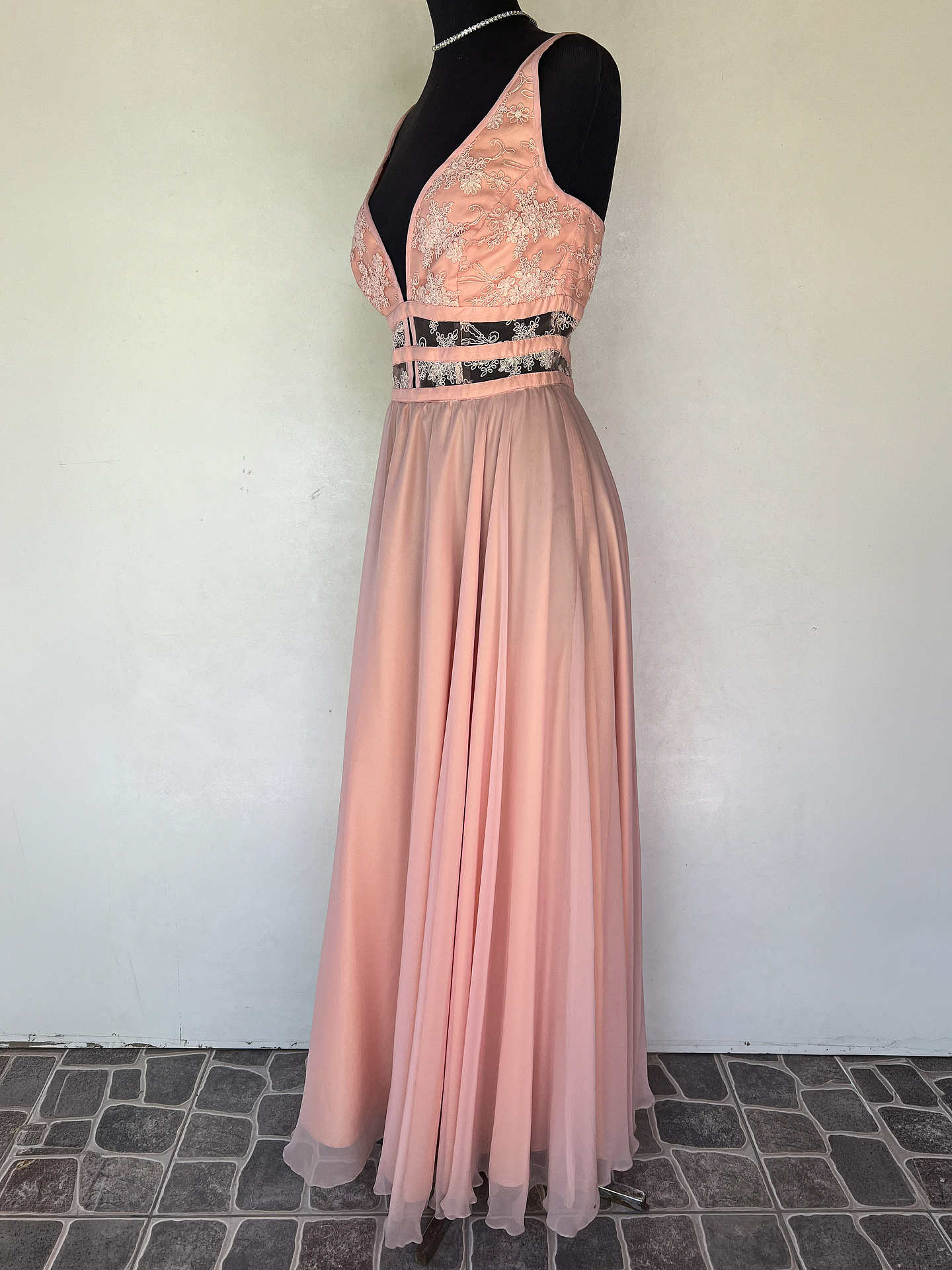 VESTIDO LARGO ROSADO - TALLA 44 2
