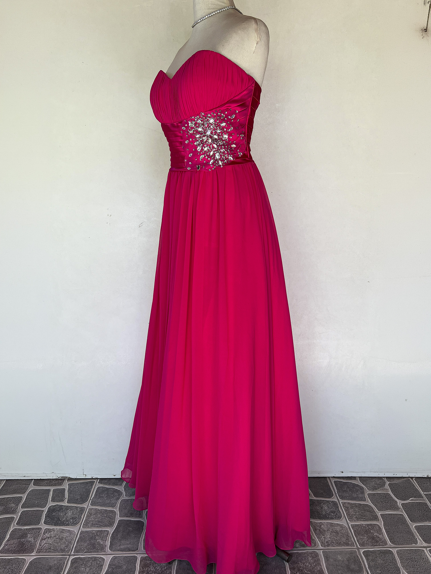 VESTIDO LARGO ROSA CON BRILLO - TALLA 42, 44 3