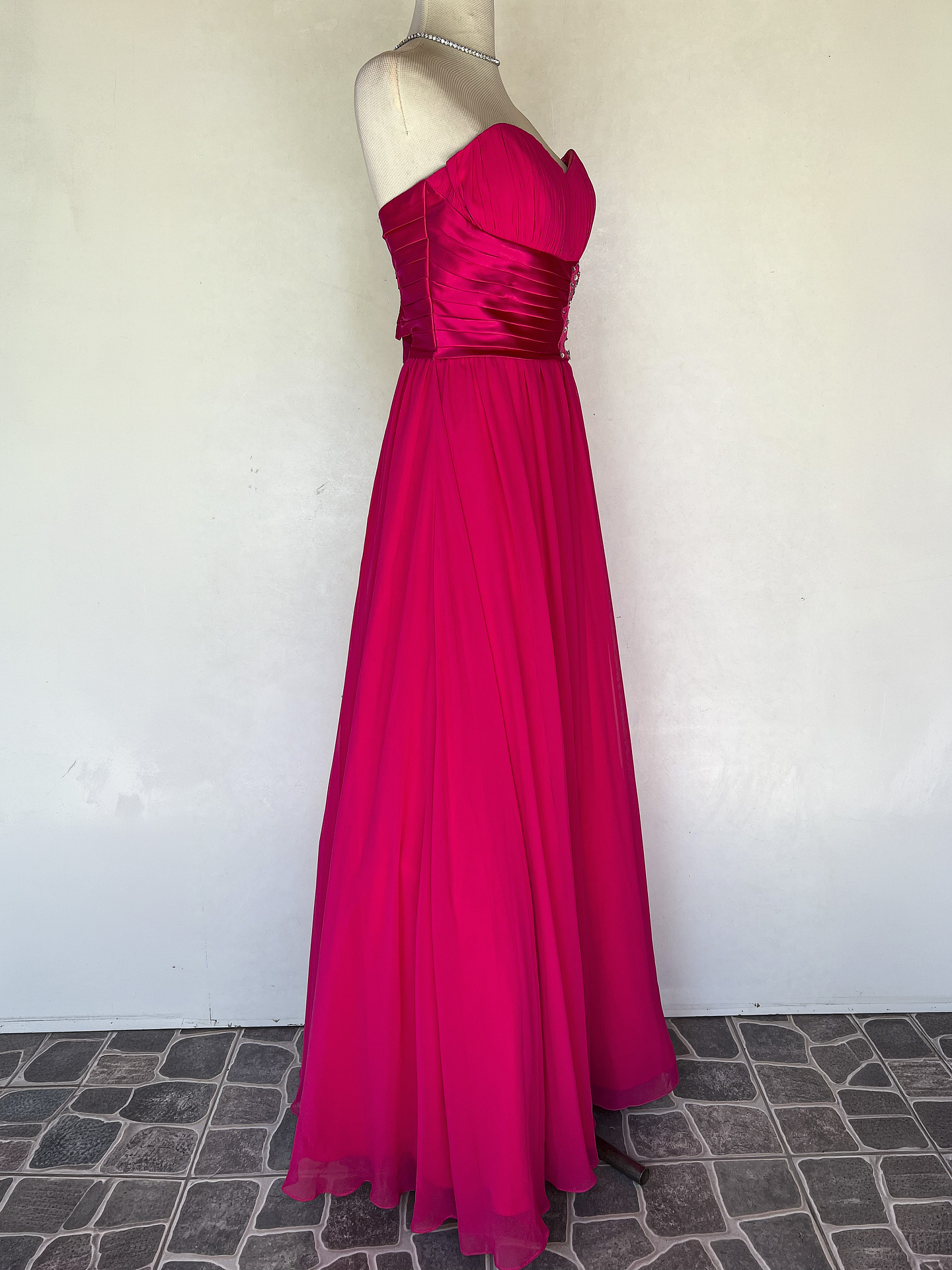 VESTIDO LARGO ROSA CON BRILLO - TALLA 42, 44 2