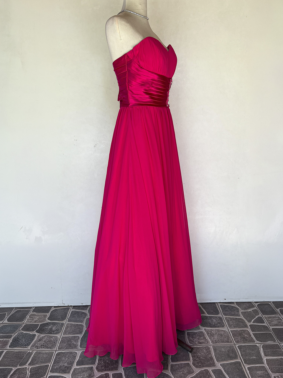 VESTIDO LARGO ROSA CON BRILLO - TALLA 42, 44 2