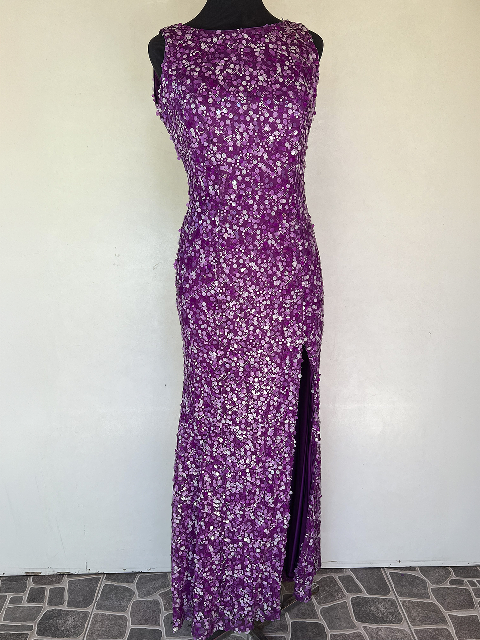 VESTIDO LARGO MORADO LENTEJUELAS - TALLA 44 1
