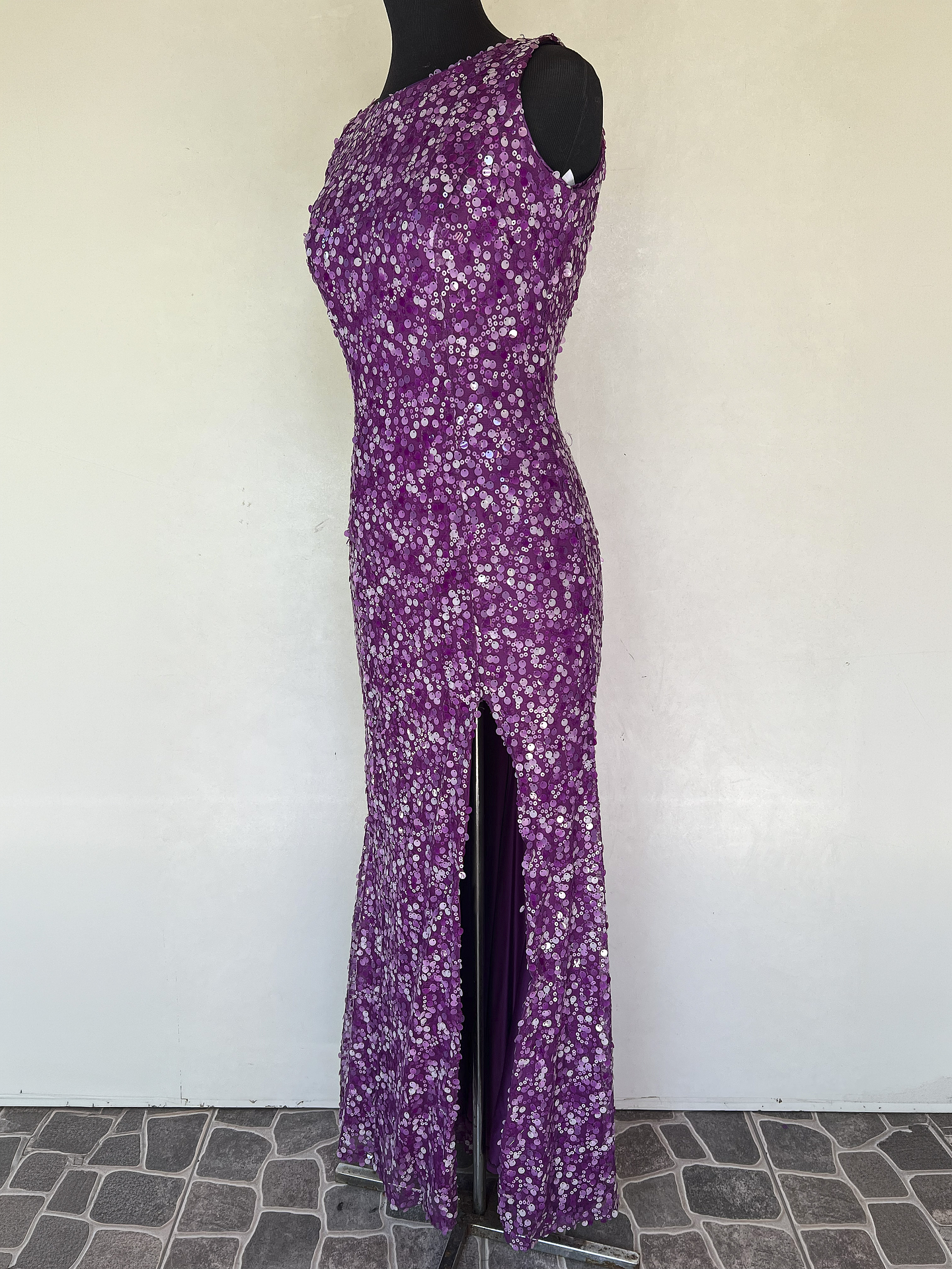 VESTIDO LARGO MORADO LENTEJUELAS - TALLA 44 3