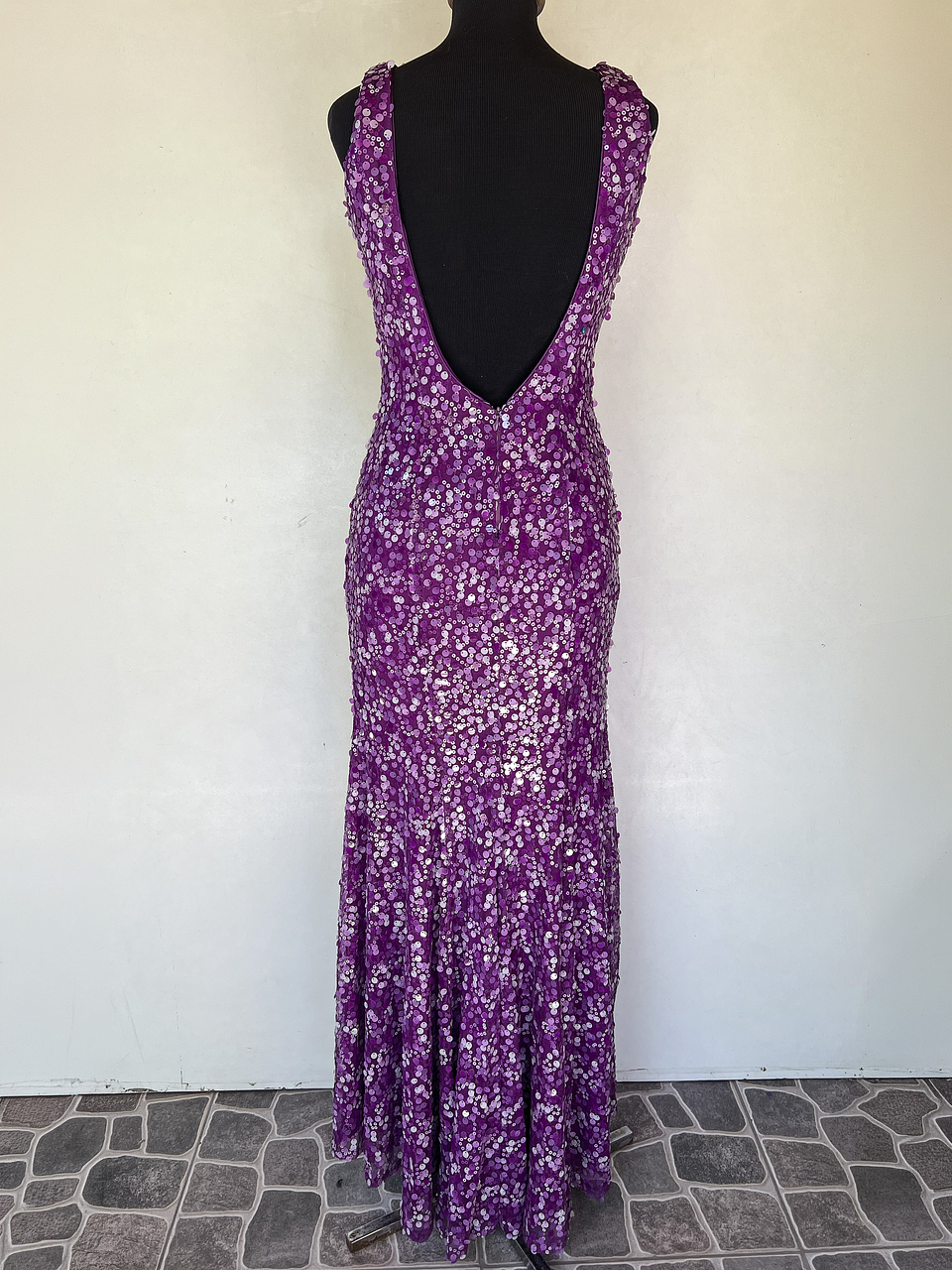 VESTIDO LARGO MORADO LENTEJUELAS - TALLA 44 4