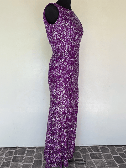VESTIDO LARGO MORADO LENTEJUELAS - TALLA 44