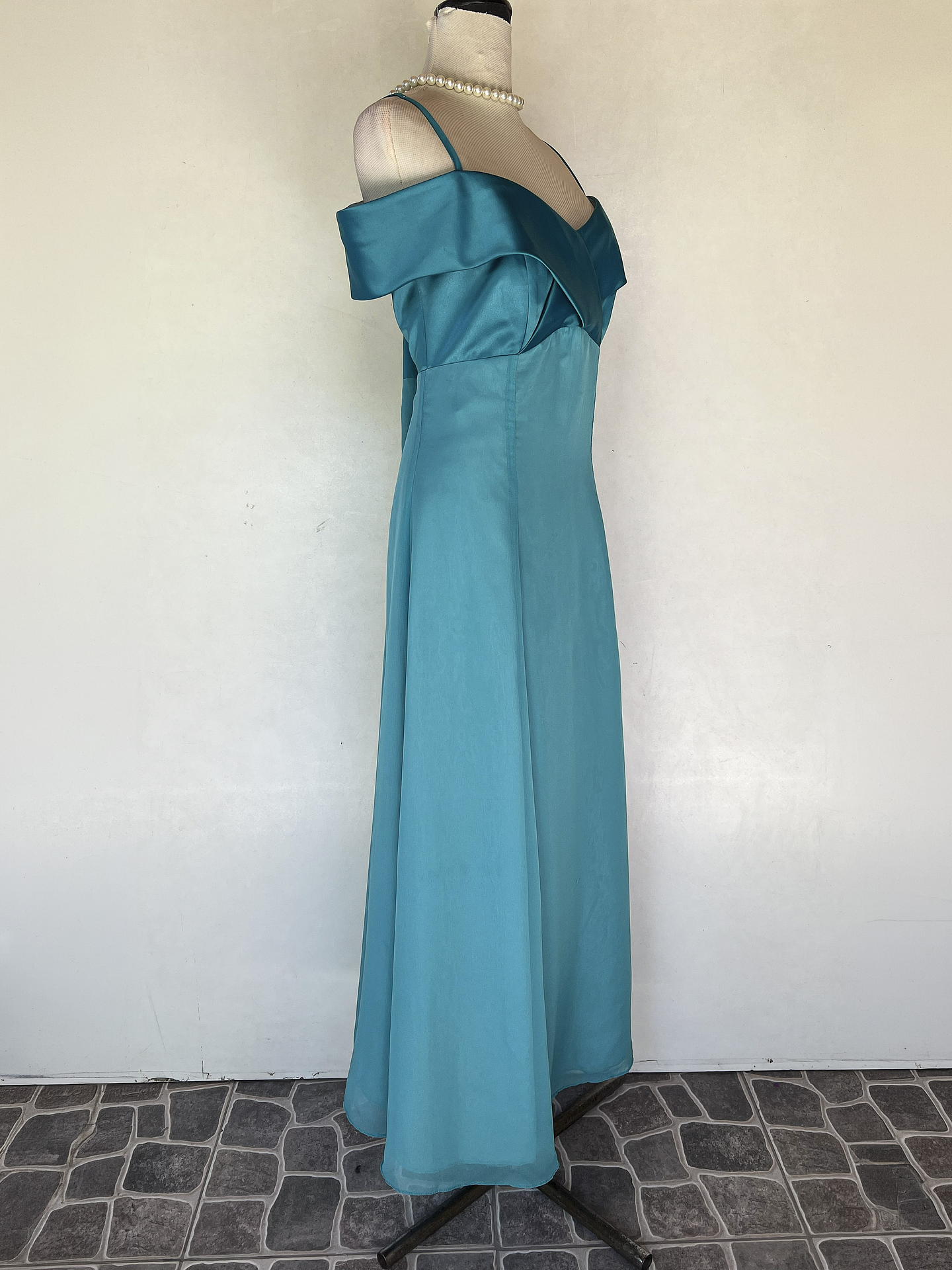 VESTIDO LARGO CELESTE - TALLA 42 2