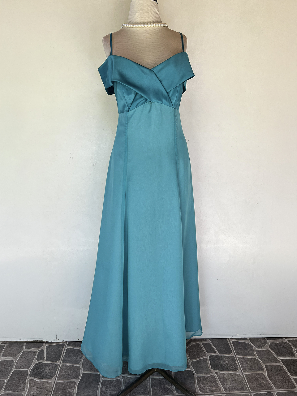 VESTIDO LARGO CELESTE - TALLA 42 1