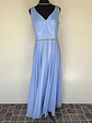 VESTIDO LARGO CELESTE CINTURA BRILLANTE - TALLA 48 - Miniatura 1