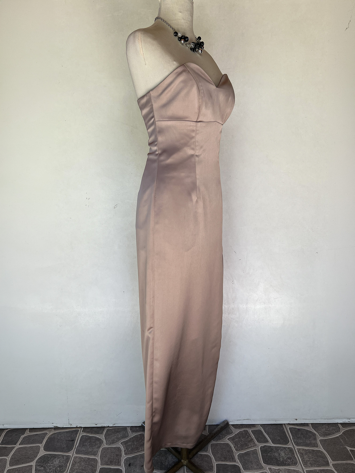 VESTILO LARGO ROSA CORTE EN PIERNA - TALLA 40 2