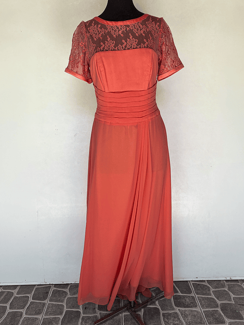 VESTIDO LARGO NARANJA - TALLA 44
