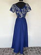 VESTIDO LARGO AZUL TOP ROSAS BLANCAS - TALLA 46 - Miniatura 4