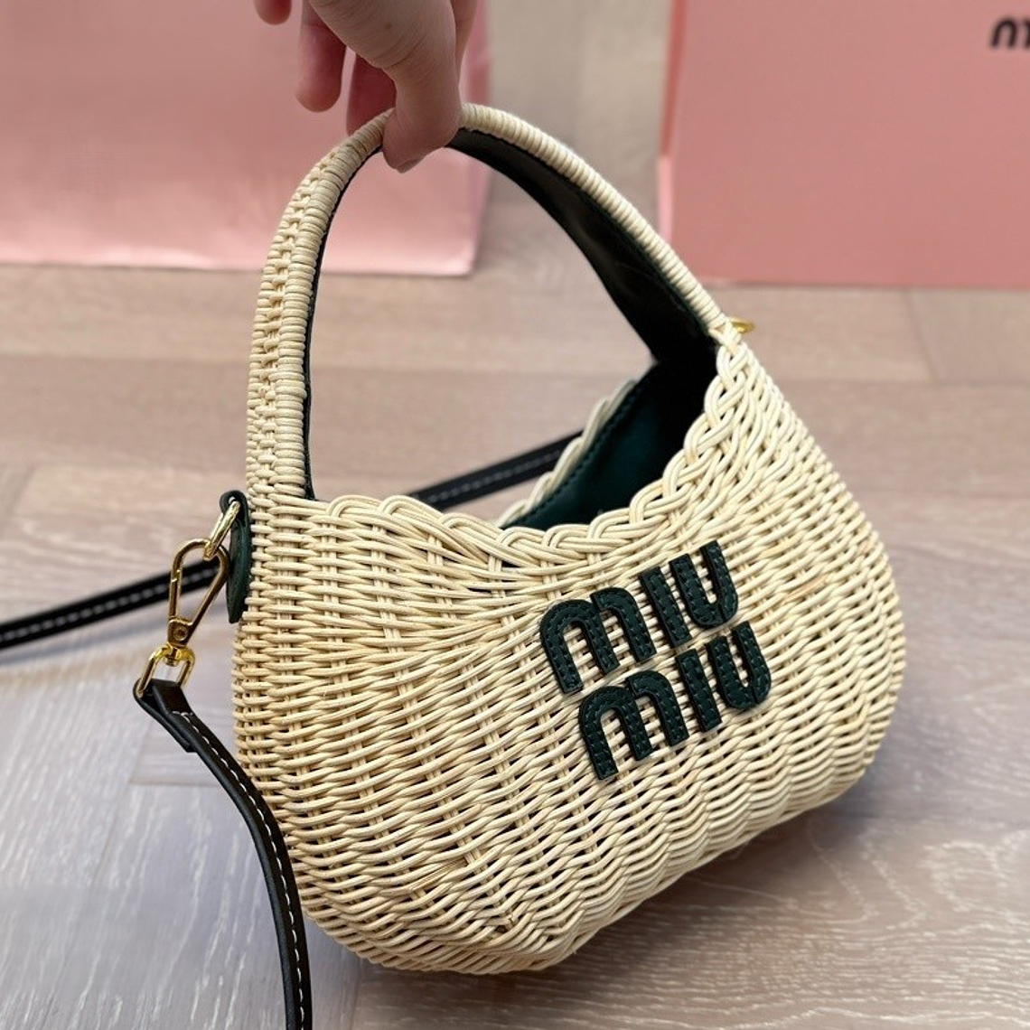 Miumiu bamboo woven bag 3