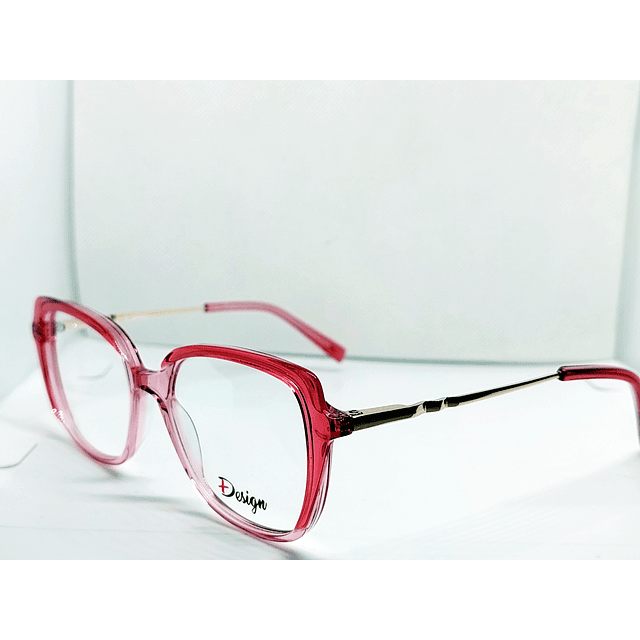 Armazón Óptico +Design Mujer Acetato rosado transparente