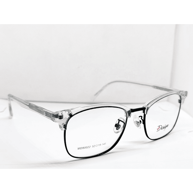 Armazón Óptico +Design Hombre Metal y Acetato transparente