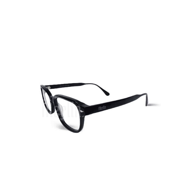 Armazón Óptico Merlín Acetato Premium Negro con Pins metálico