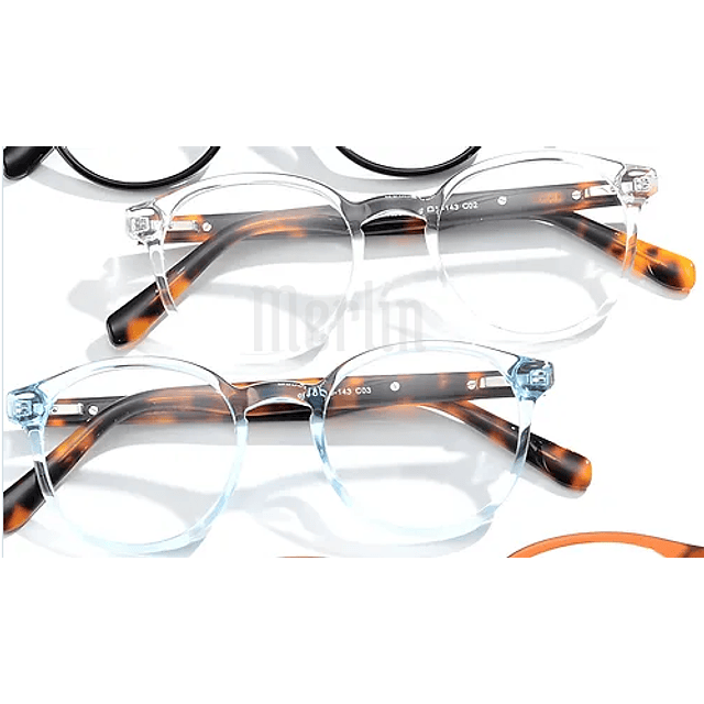 Armazón Óptico Merlín Acetato Premium Transparente y Habano