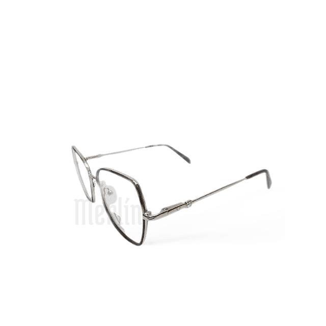 Armazón Óptico Veltom Metálico Plateado con Borde Negro
