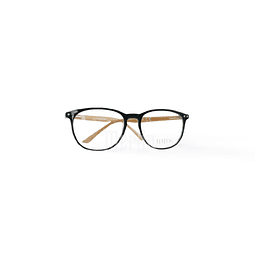 Armazón Óptico Agustino Acetato Negro y Varillas imitación madera