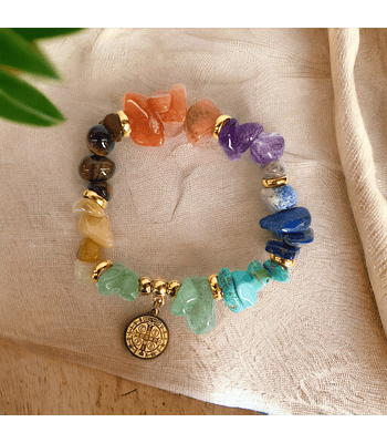 Pulsera Cuarzo Picado 7 Chakras San Benito