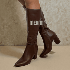 BOTAS LARGAS ECO CUERO MARRON 009