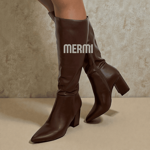 BOTAS LARGAS ECO CUERO MARRON 009