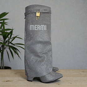 BOTAS LARGAS DE BRILLO PLATEADO 5306