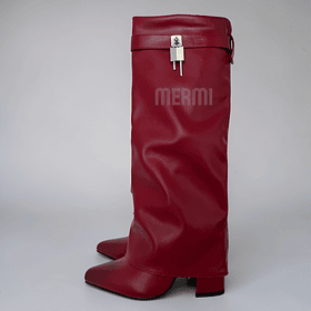 BOTAS LARGAS ECO CUERO Y07 ROJO
