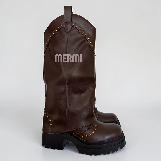 BOTAS G24 LARGAS ECO CUERO MARRON
