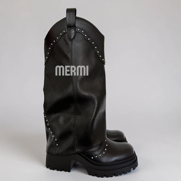 BOTAS G24 LARGAS ECO CUERO NEGRO