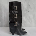 BOTAS LARGAS ECO CUERO NEGRO 2526-1 HEBILLAS 1