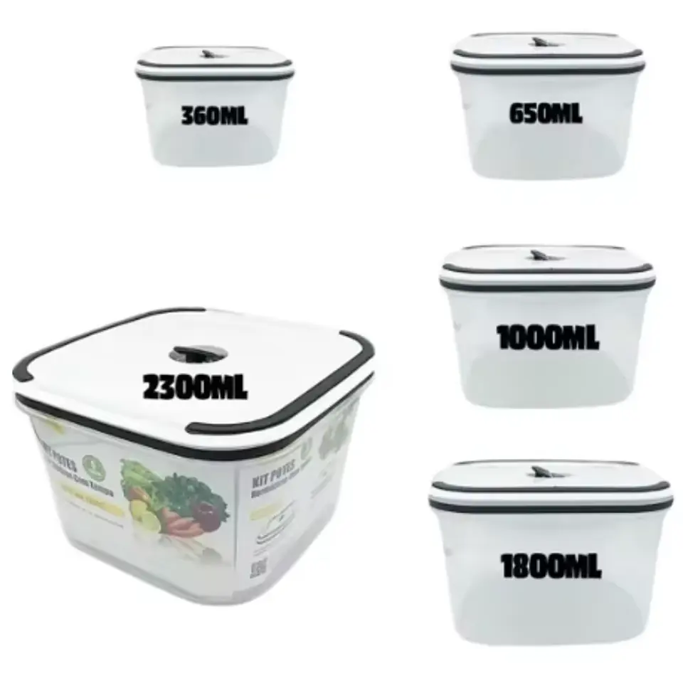 Kit De 5 Potes De Plastico Para Alimentos 2