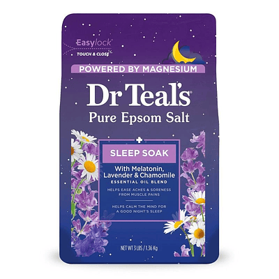 Dr Teal's Epsom Salt Magnesium Soak - Sleep Blend with Melatonin, Lavender & Chamomile