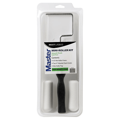 Master Foam Mini Roller Kit: Polyurethane Paint Applicators, 4-Piece Set with Tray & Brush...